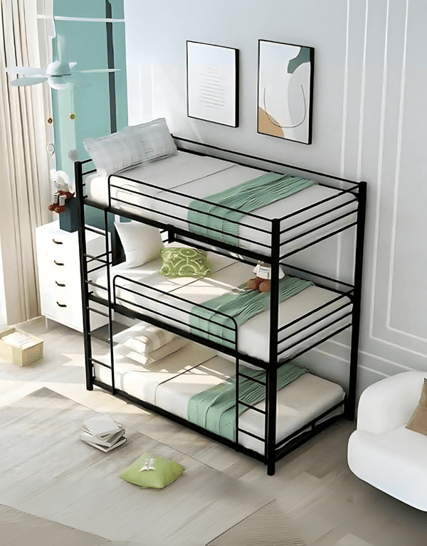 سرير 3 طوابق حديد أسود - 200×200×100 سم كود Bunkbed13002
